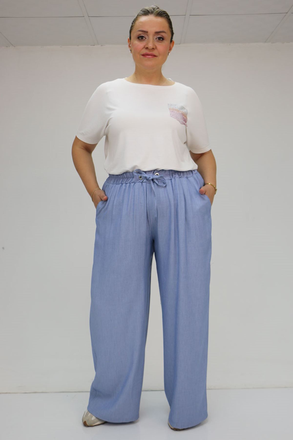 59006 Büyük Beden Bolpaça Xons Pantolon - Mavi