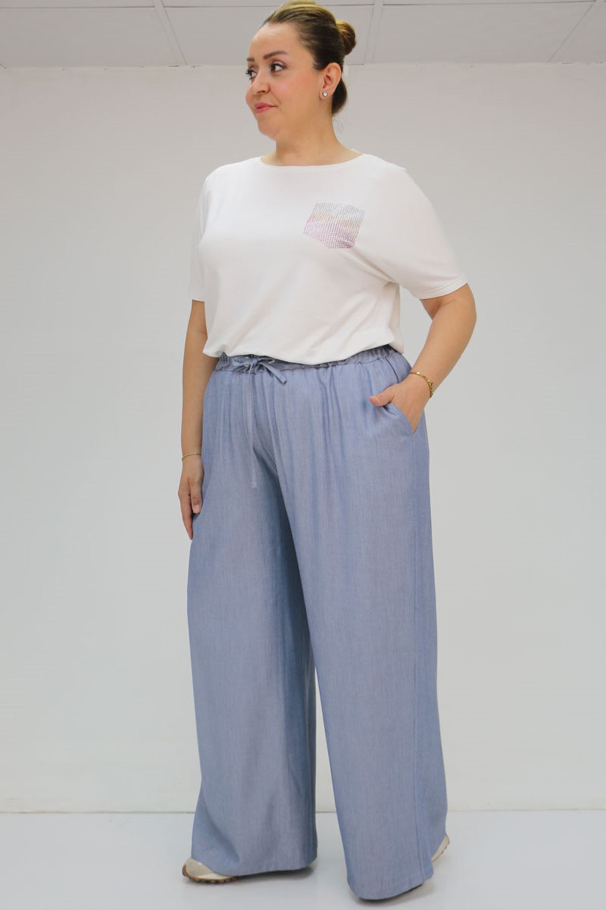 59006 Büyük Beden Bolpaça Xons  Pantolon  -  Lacivert