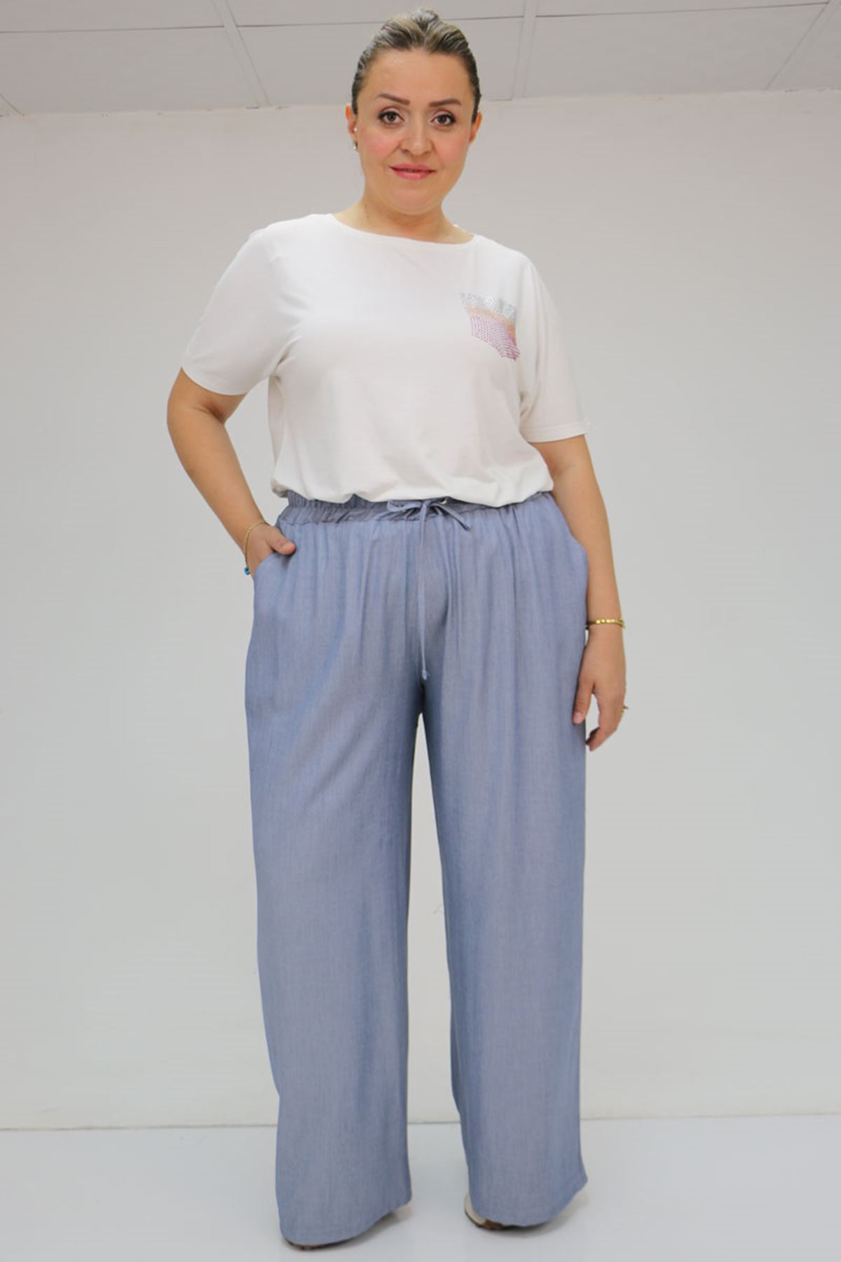 59006 Büyük Beden Bolpaça Xons  Pantolon  -  Lacivert