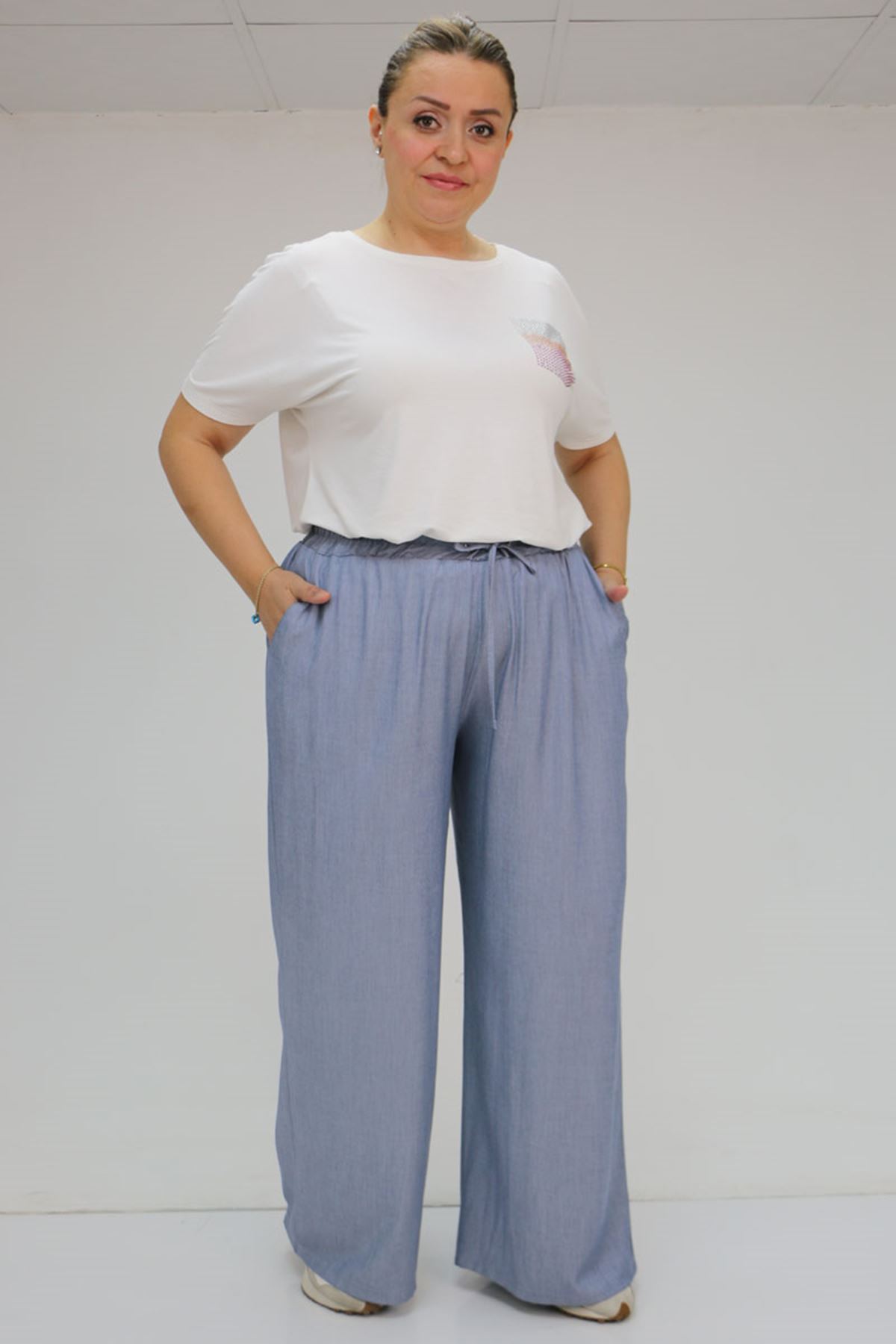 59006 Büyük Beden Bolpaça Xons  Pantolon  -  Lacivert