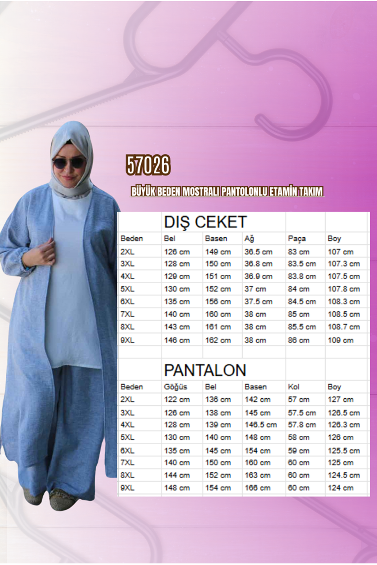 F-57026 Büyük Beden Mostralı Pantolonlu Etamin Takım - Bej