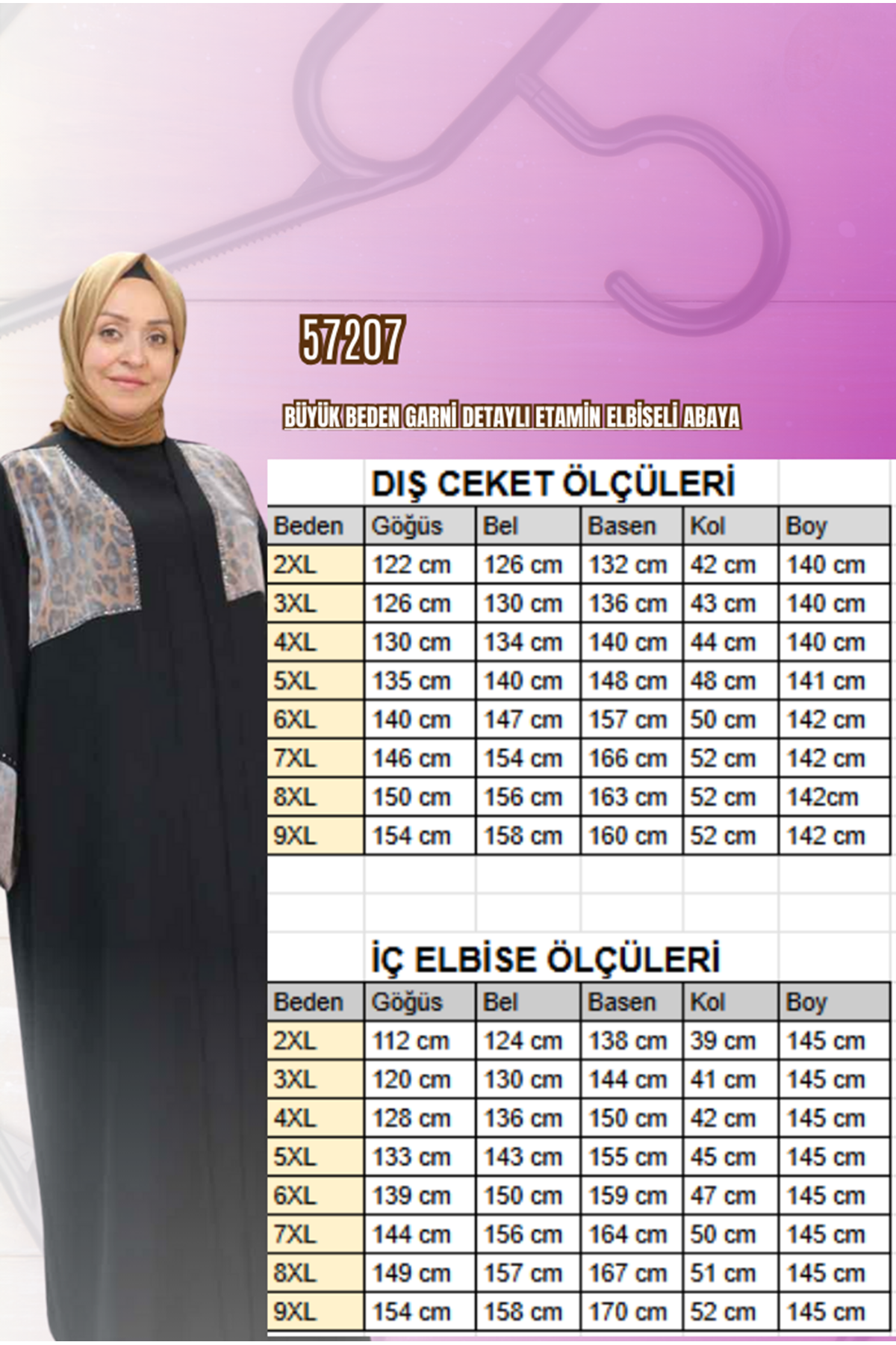 57207 Büyük Beden Garni Detaylı Etamin Elbiseli Abaya - Petrol