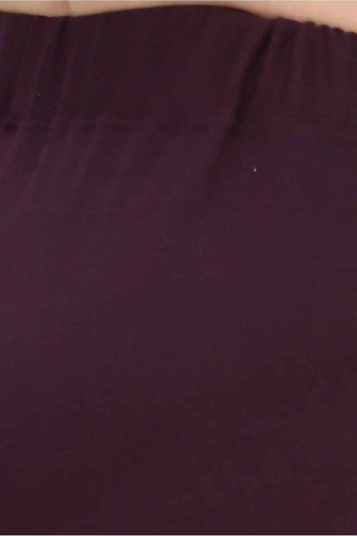 59501 Büyük Beden Penye Tayt - Mor