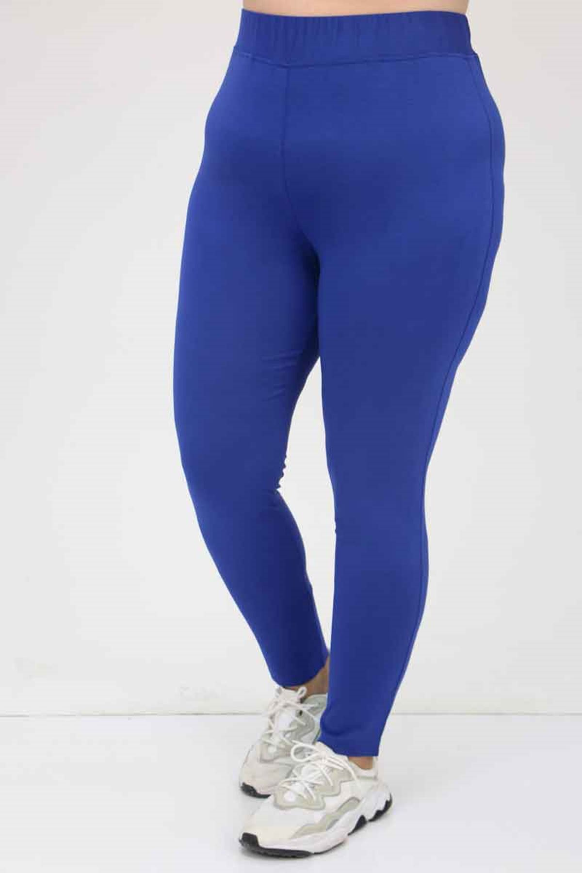 59501 Büyük Beden Penye Tayt - İndigo