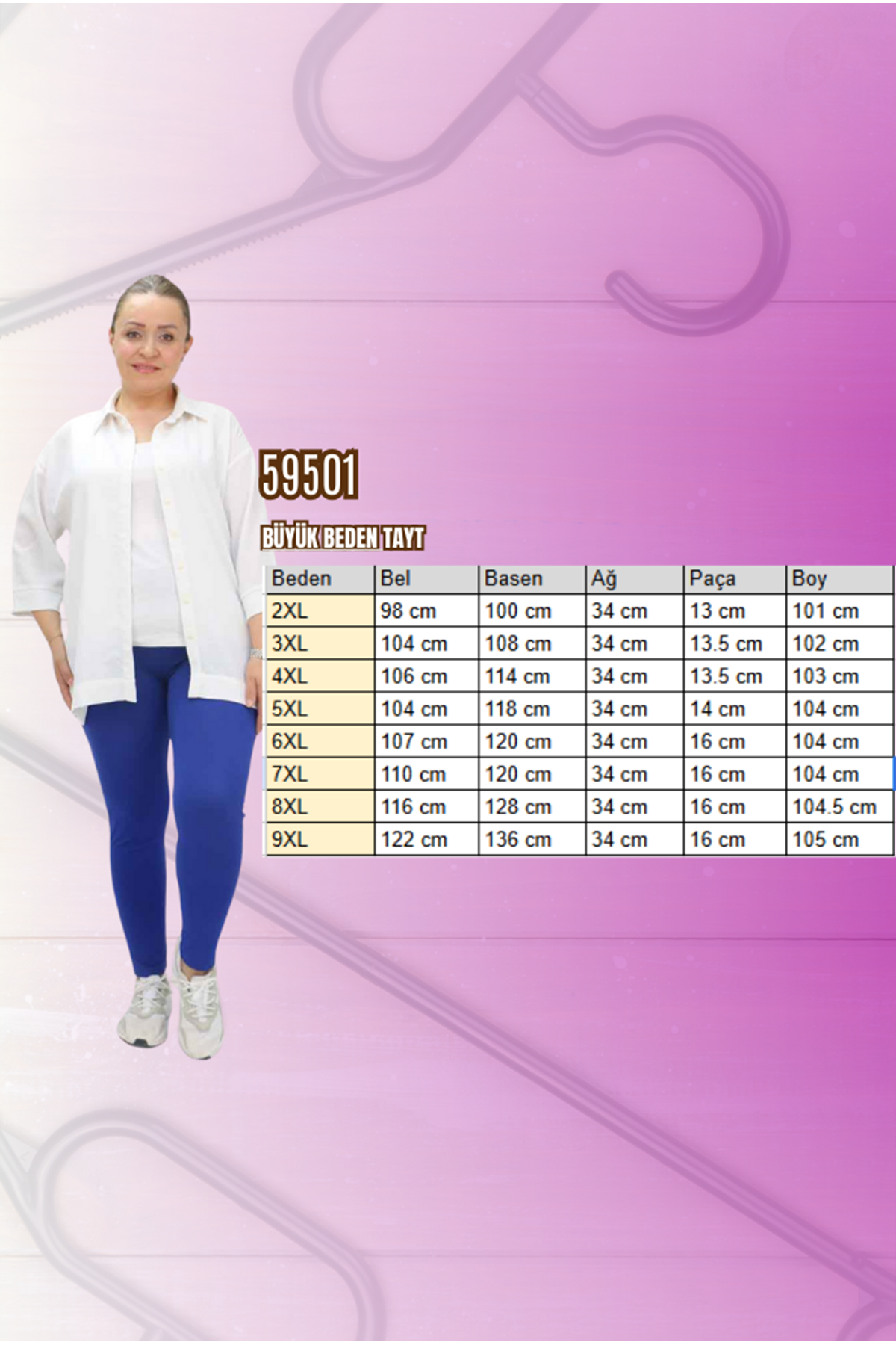 59501 Büyük Beden Penye Tayt - İndigo