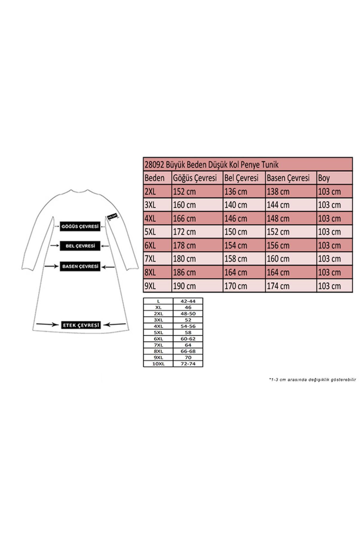 28092 Büyük Beden Düşük Kol Penye Tunik - Mor