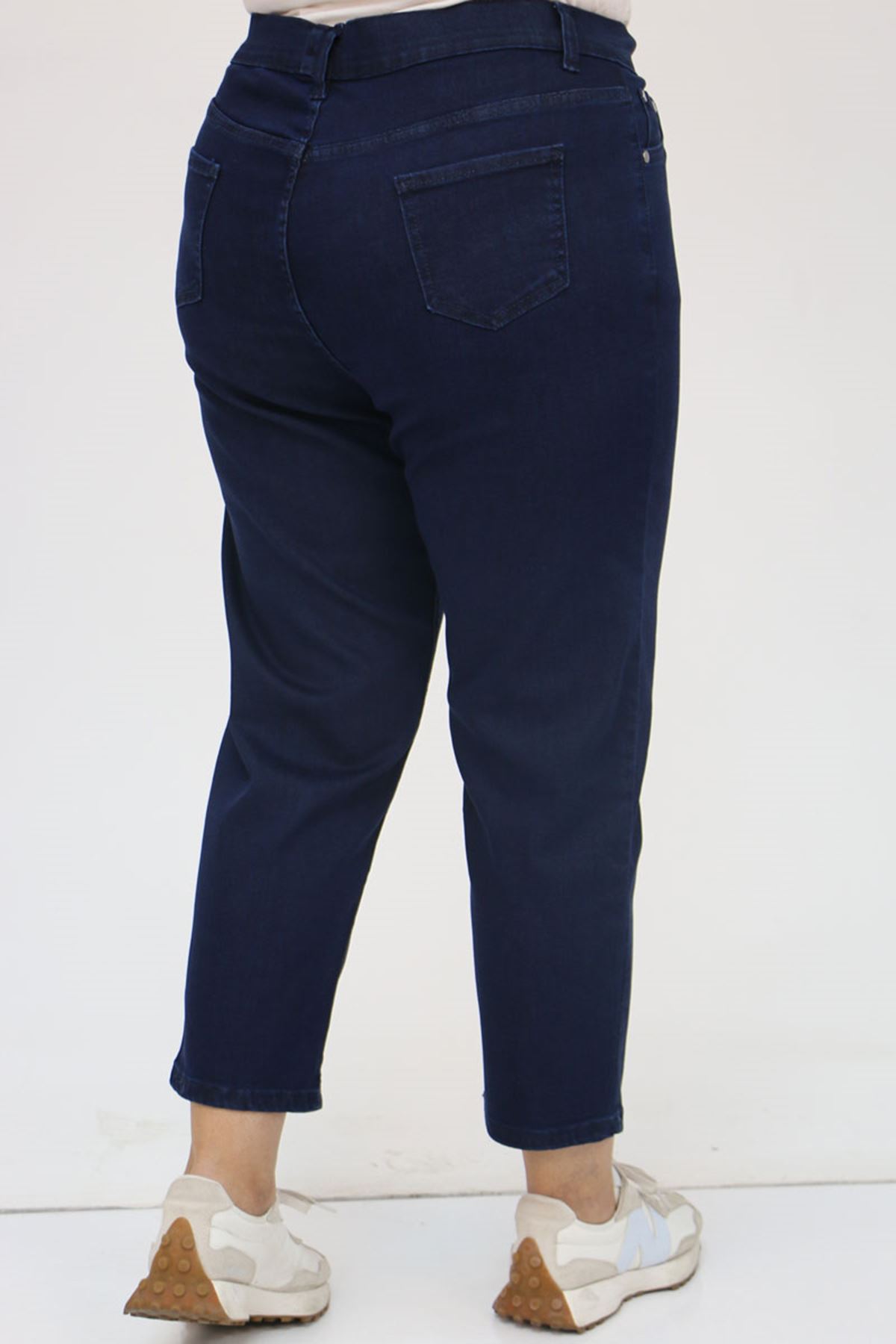 9125-5 Büyük Beden Boy Friend Kot Pantolon - Lacivert