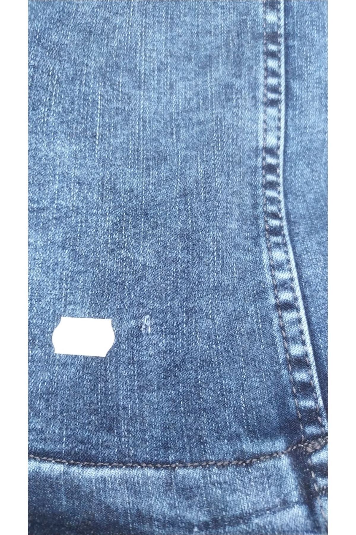 D-45011 Büyük Beden Fermuarlı Kot Etek - Mavi