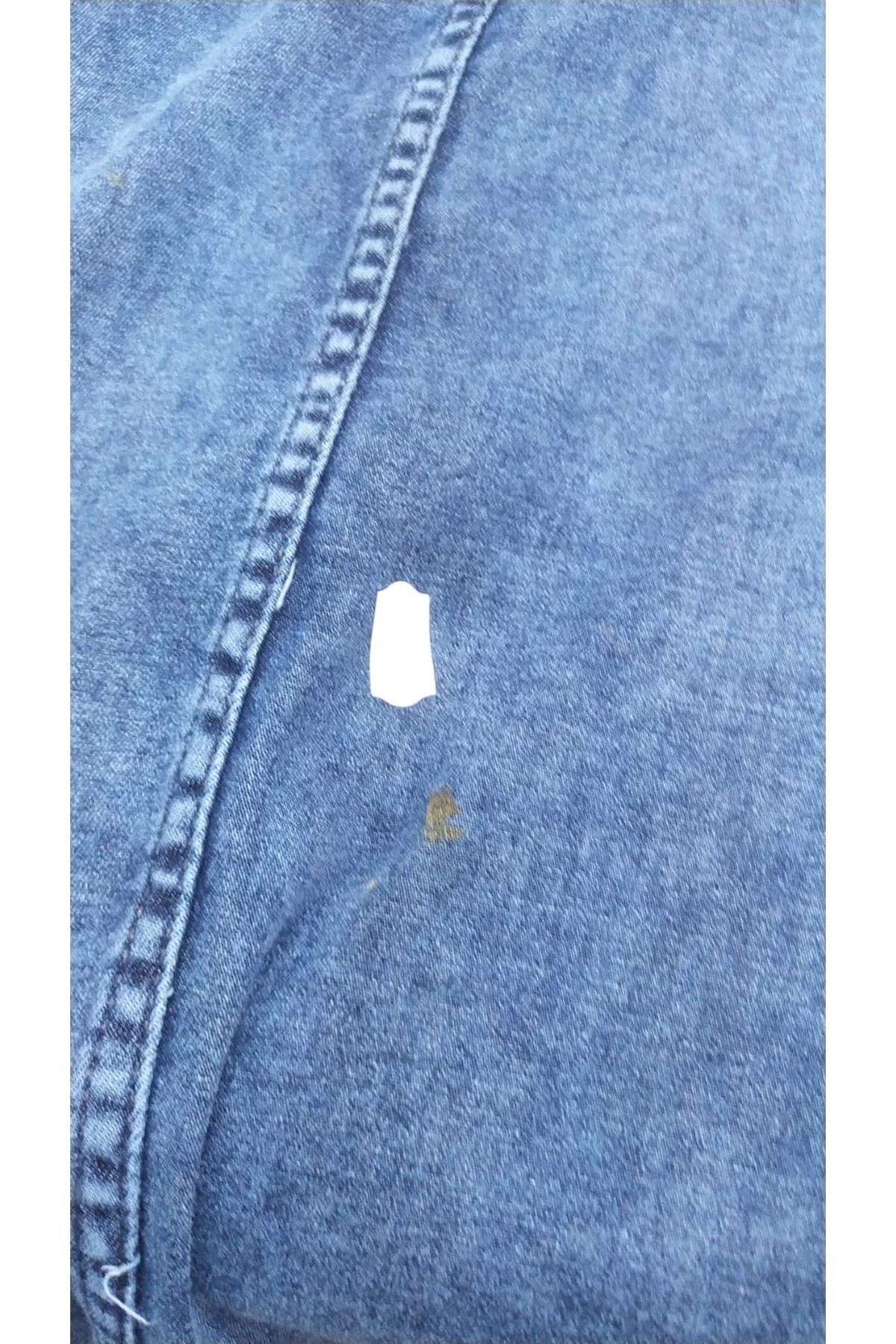 D-45011-1  Büyük Beden Fermuarlı Kot Etek - Mavi