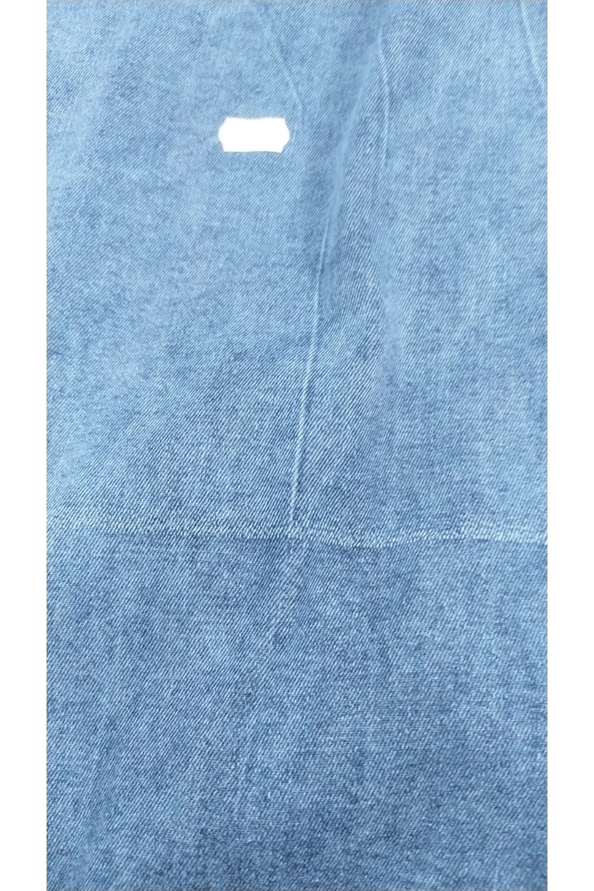 D-45011-1  Büyük Beden Fermuarlı Kot Etek - Mavi