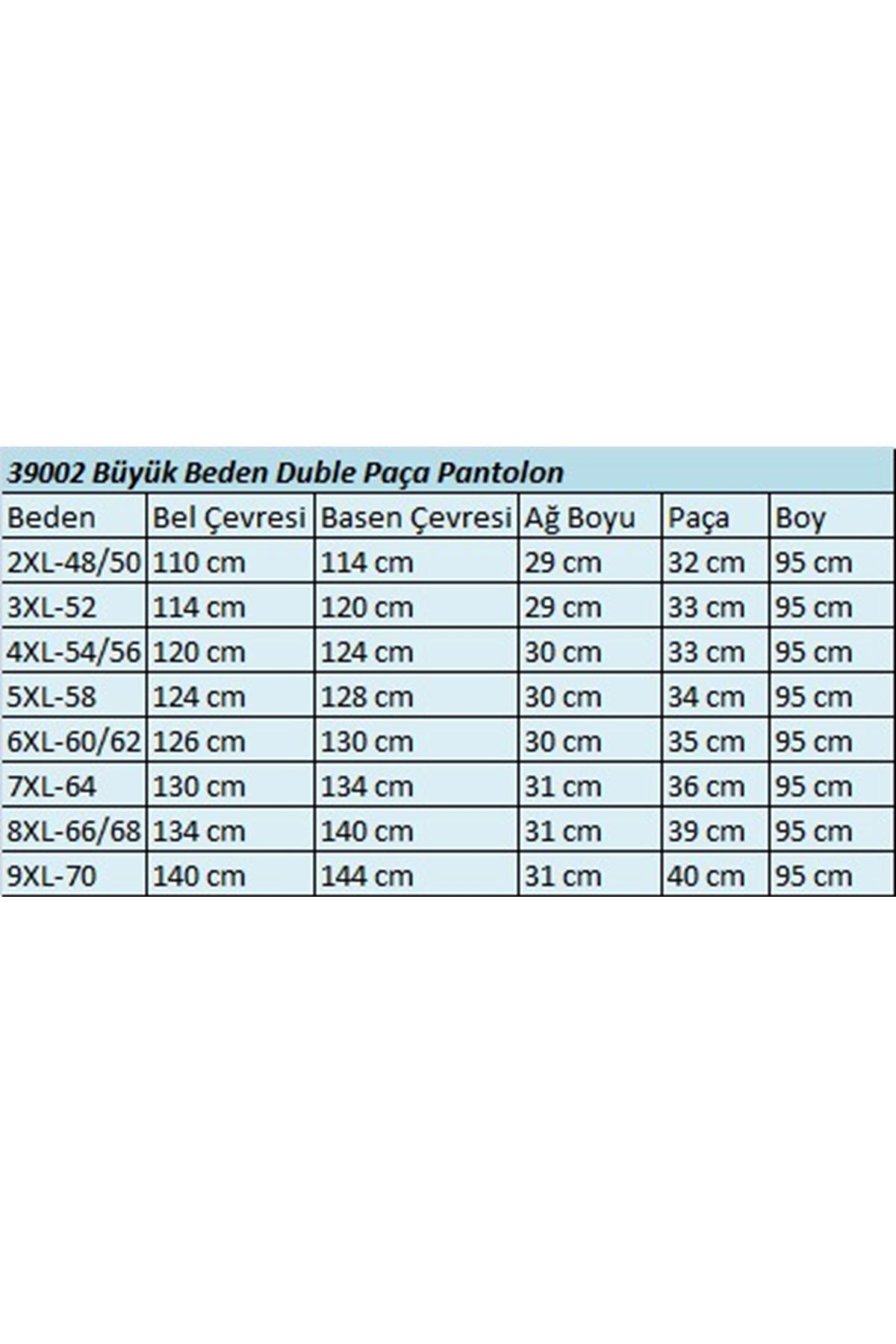 39002 Büyük Beden Duble Paça Pantolon - Haki