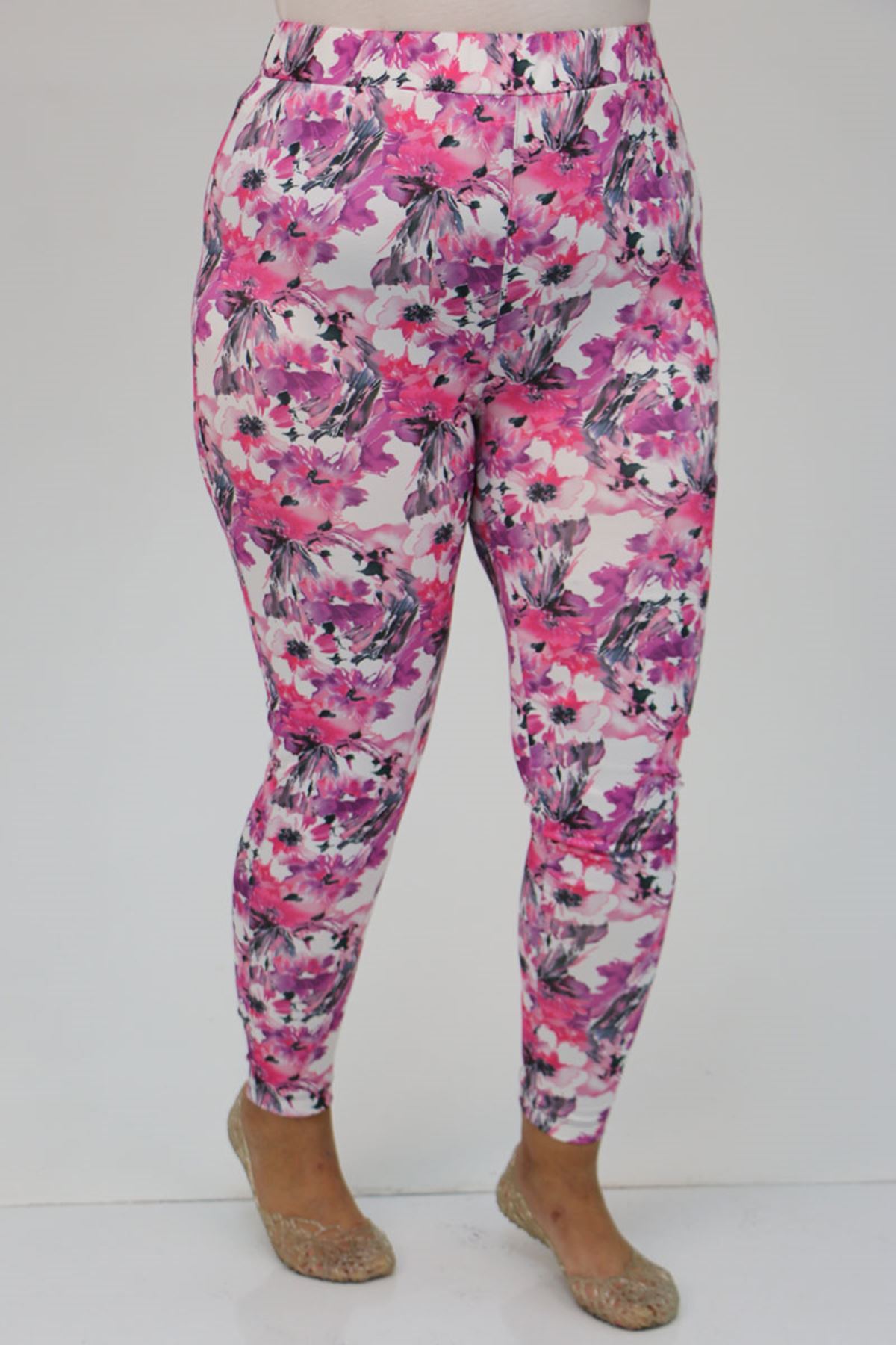 F-1729 Büyük Beden Uzunkol Tesettür Mayo Takım - Pembe - Gri