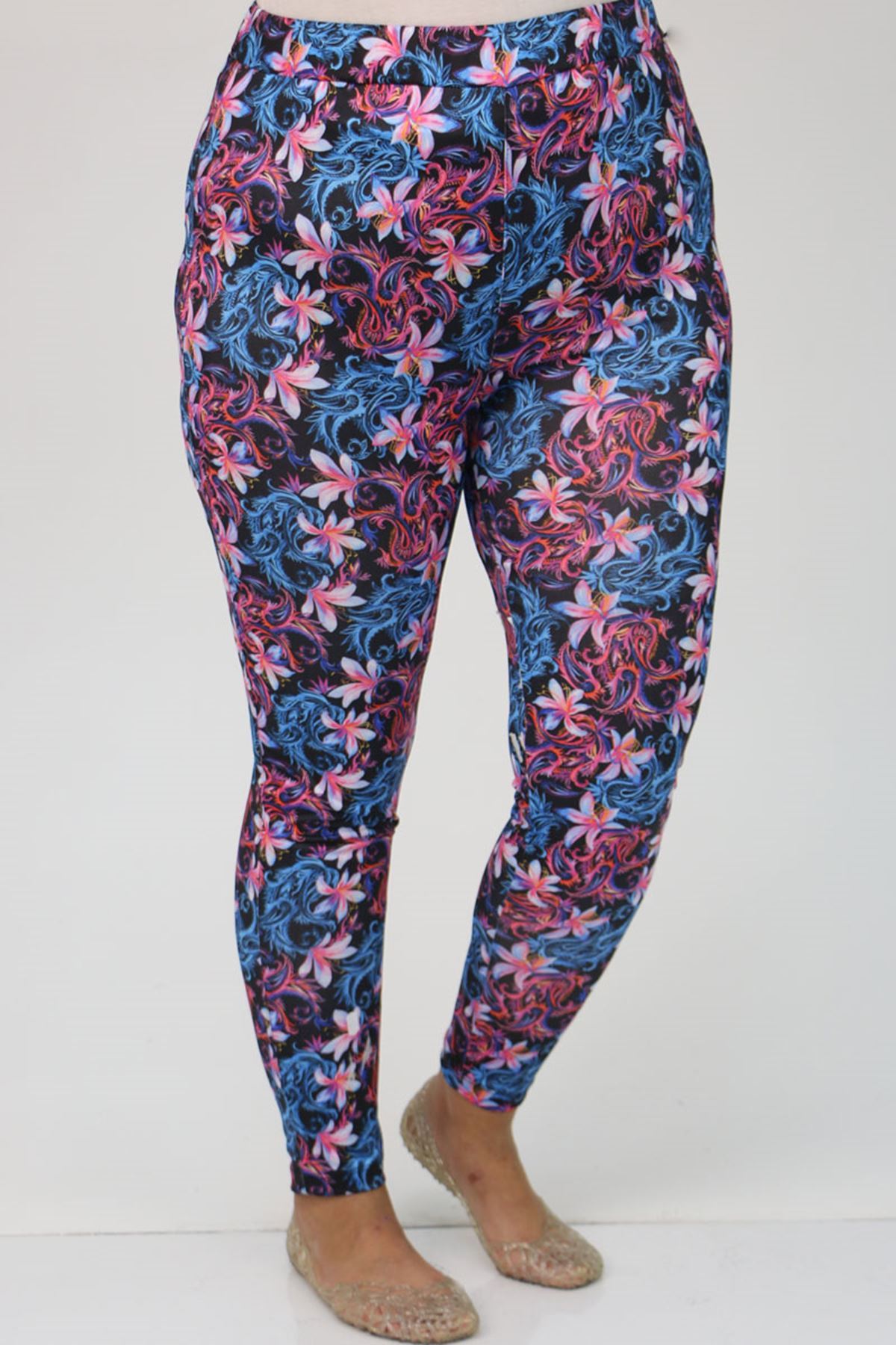 F-1729 Büyük Beden Uzunkol Tesettür Mayo Takım - Siyah - Fuşya