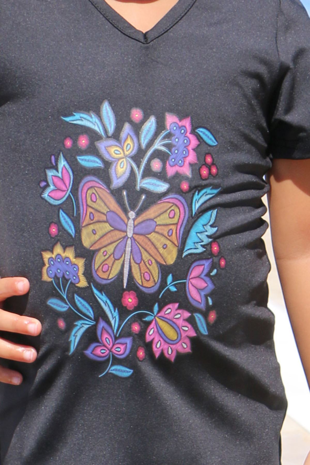 1709-1 Baskılı Kısa Kol Çocuk Havuz Mayosu-Siyah-Siyah