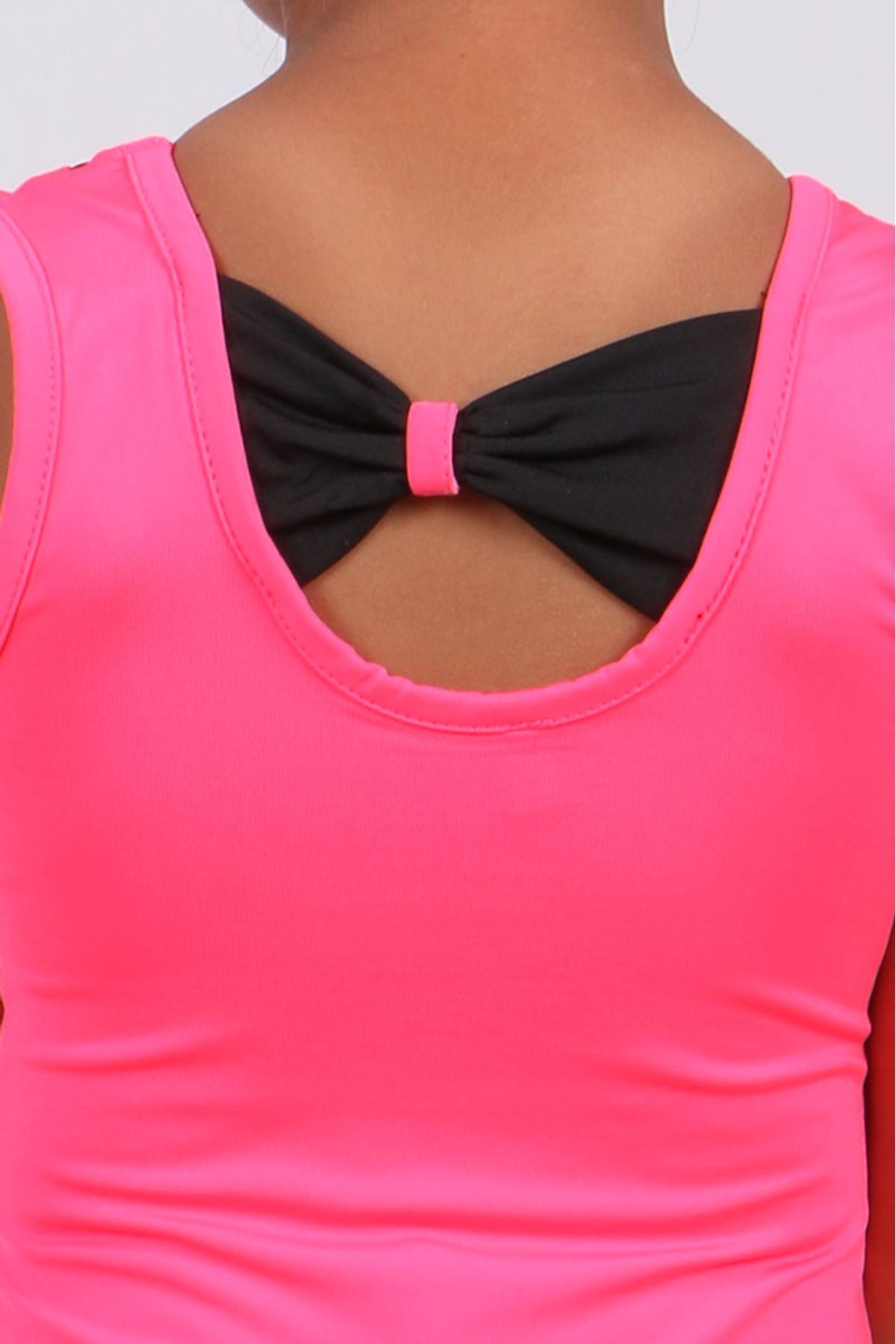 1705-1 Çocuk Mayo Takımı-Fosforlu Pembe-Siyah