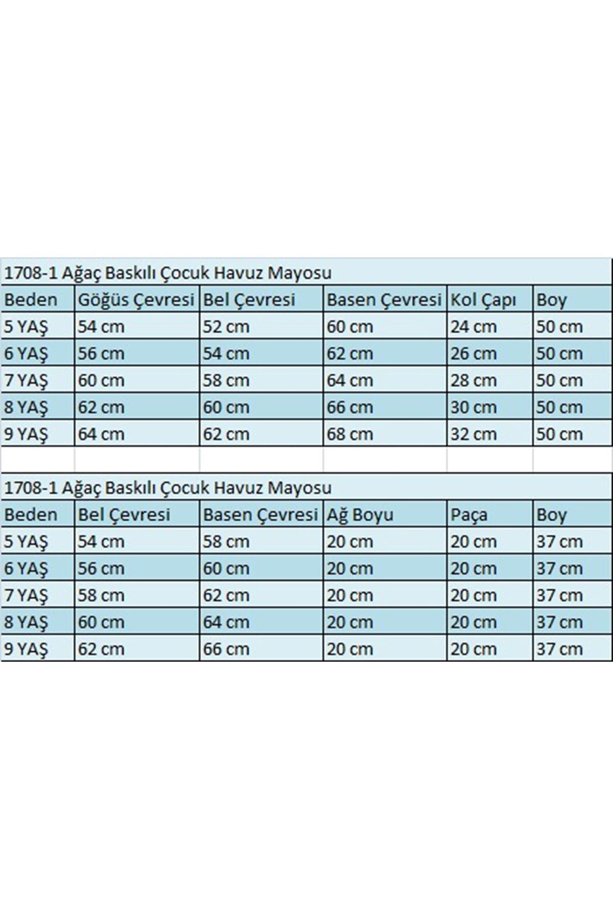 1708-1  Ağaç Baskılı Çocuk Havuz Mayosu - Siyah-Siyah