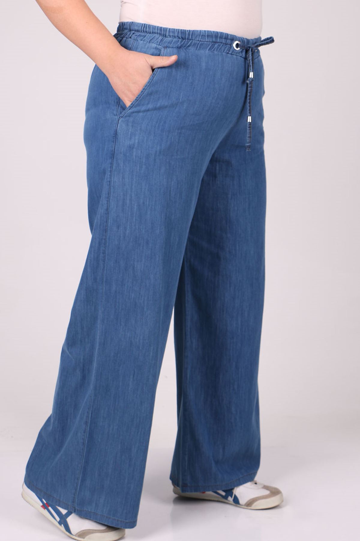 29000 Büyük Beden Bol Paça Kot Pantolon - Mavi