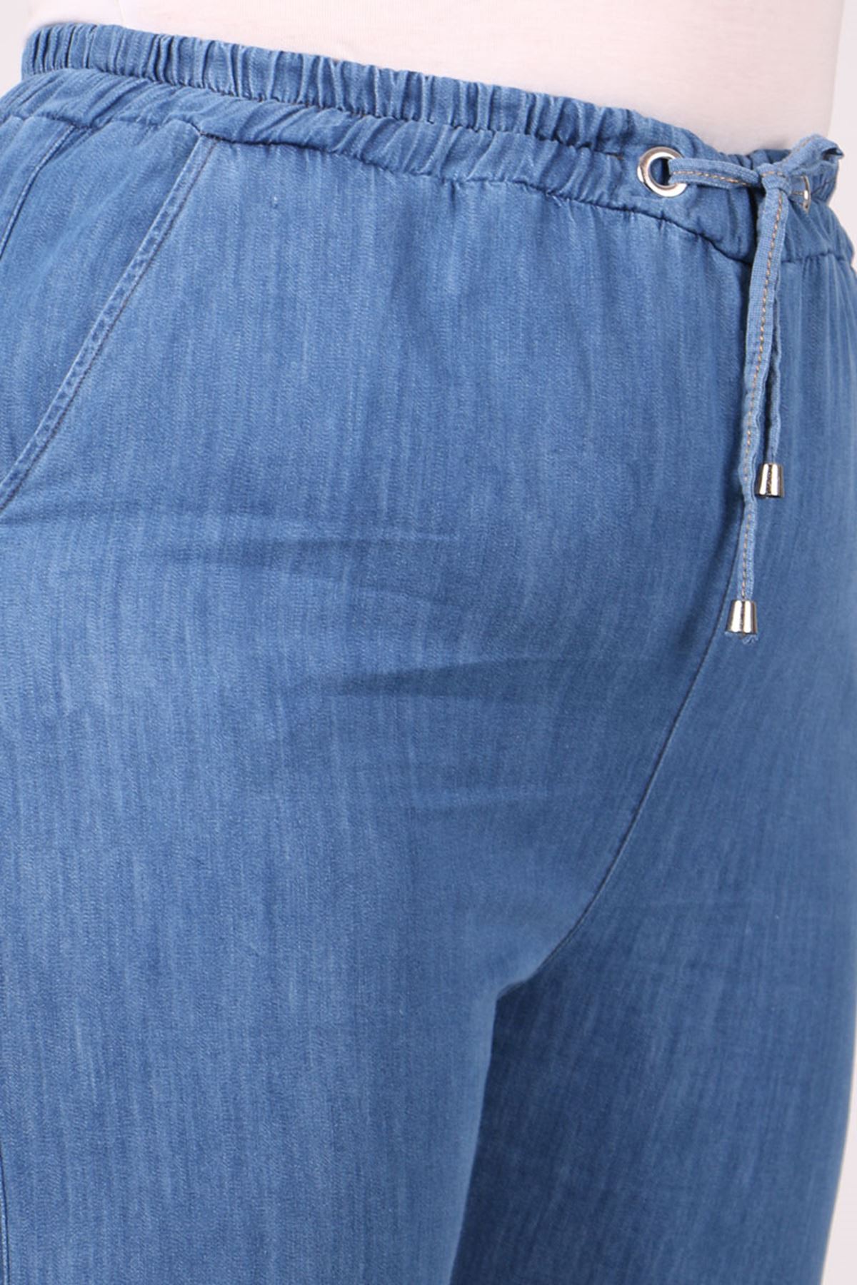 29001 Büyük Beden Dar Paça Kot Pantolon - Mavi