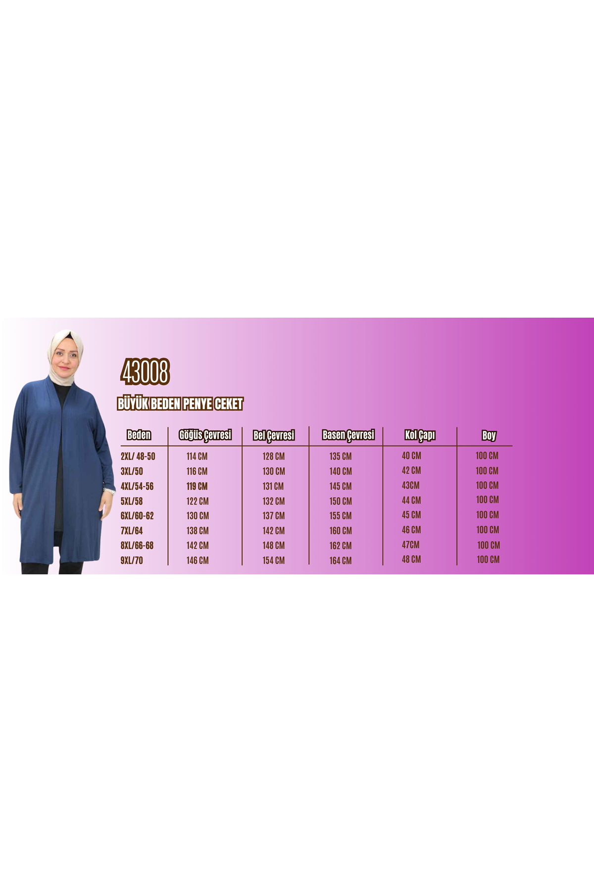 43008 Büyük Beden Penye Ceket - Lacivert