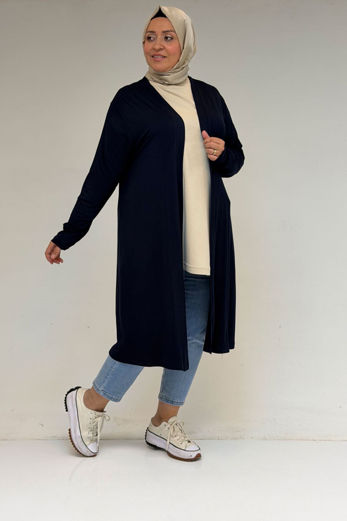 43008 Büyük Beden Penye Ceket - Lacivert