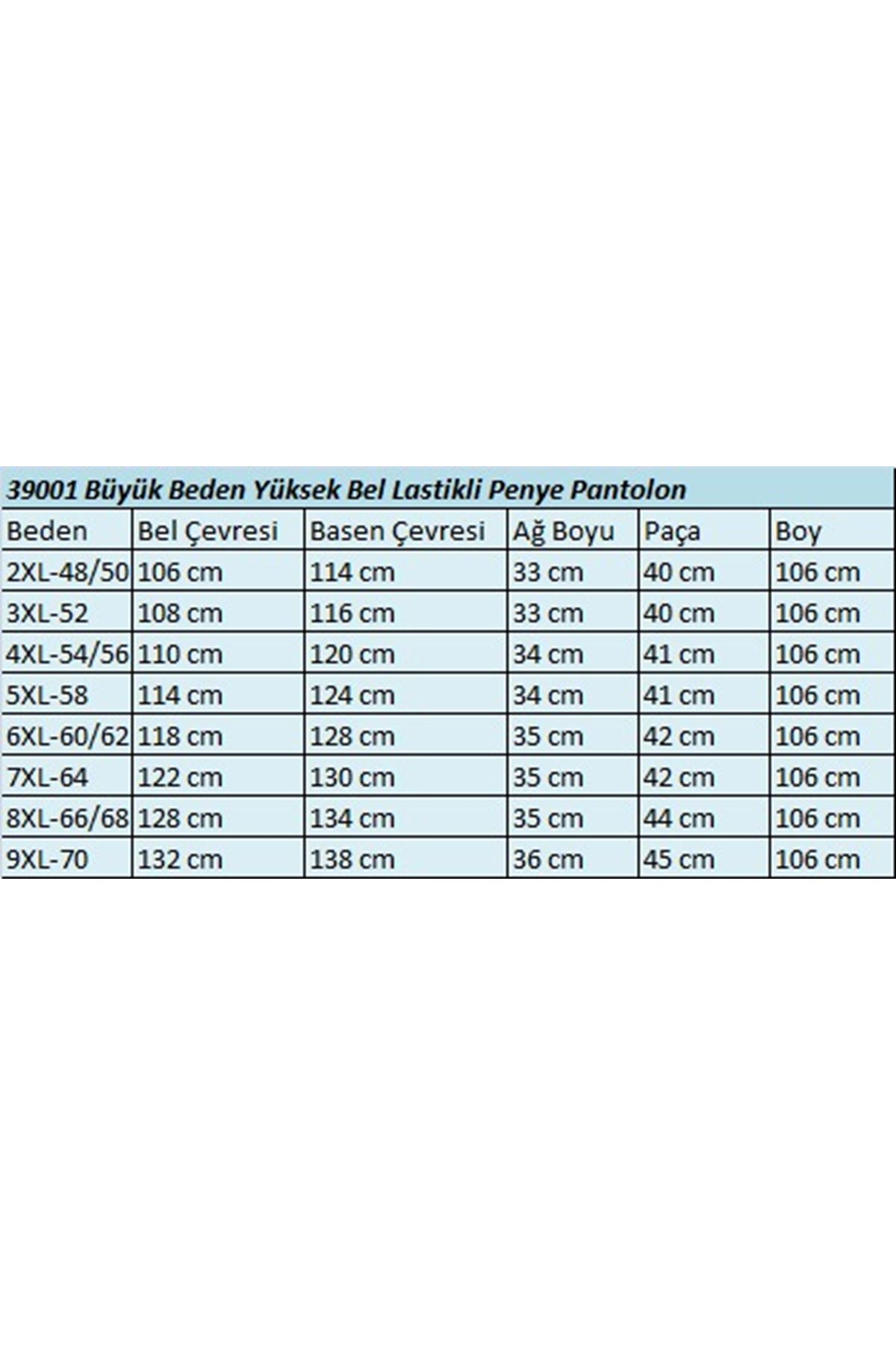 39001 Büyük Beden Yüksek Beli Lastikli Penye Pantolon - Kahve