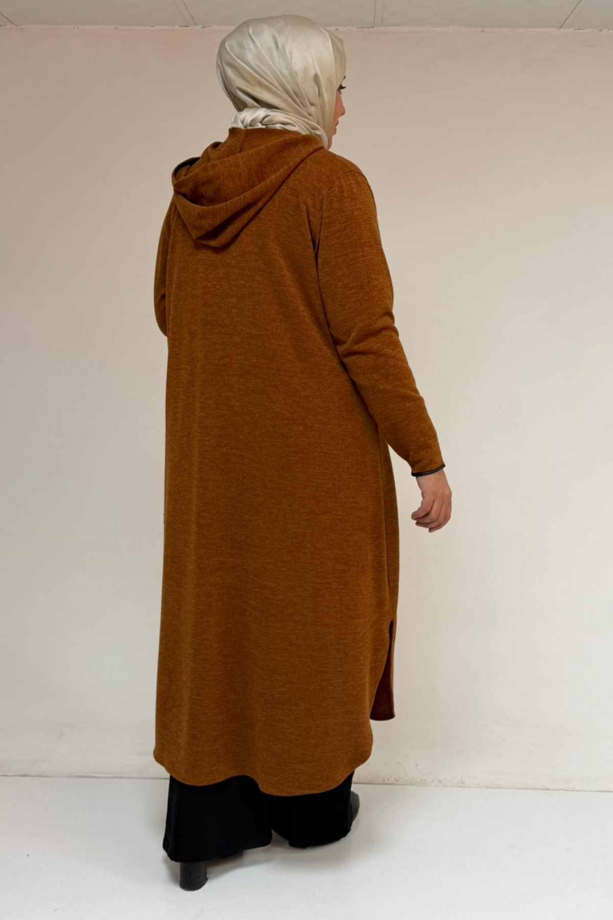 53063 Büyük Beden Biyeli Cepli Mir Ceket - Taba