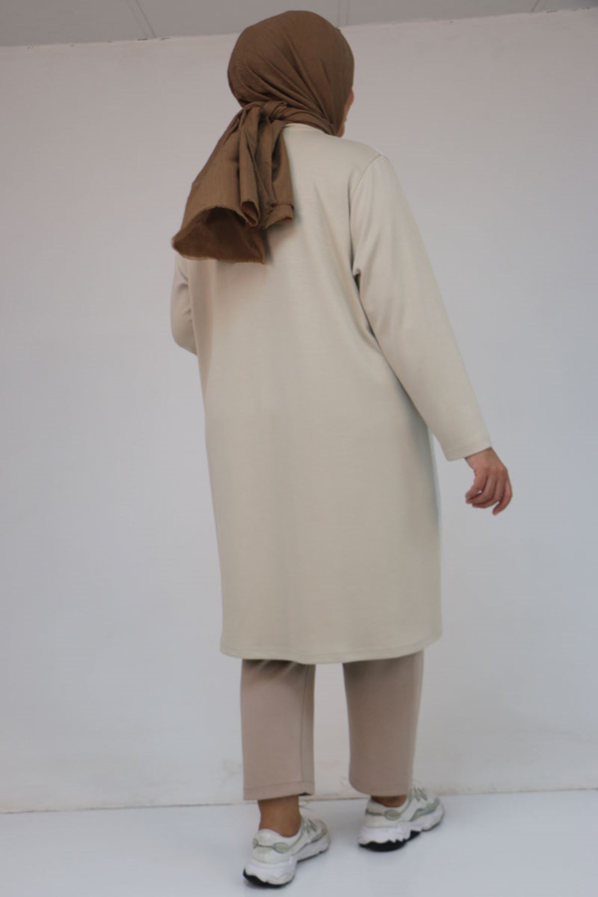 58161 Büyük Beden Basic Modal Tunik - Bej