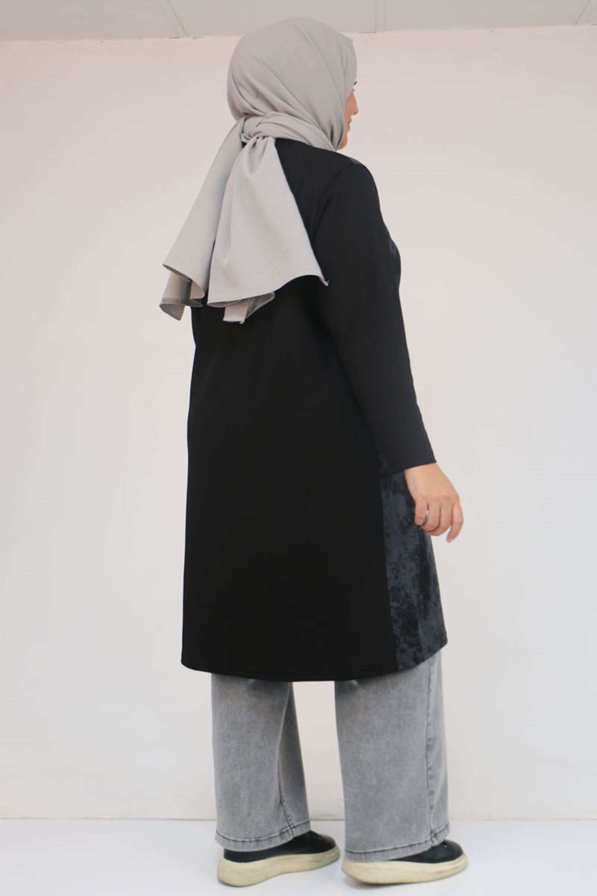 58161 Büyük Beden Basic Modal Tunik - Siyah