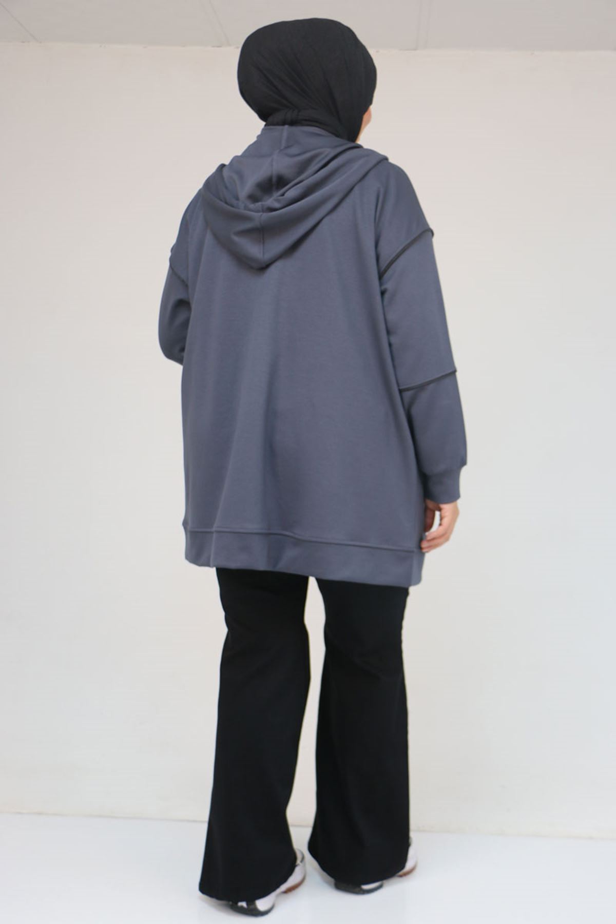 43072 Büyük Beden Waterport Biyeli Modal Ceket - Antrasit