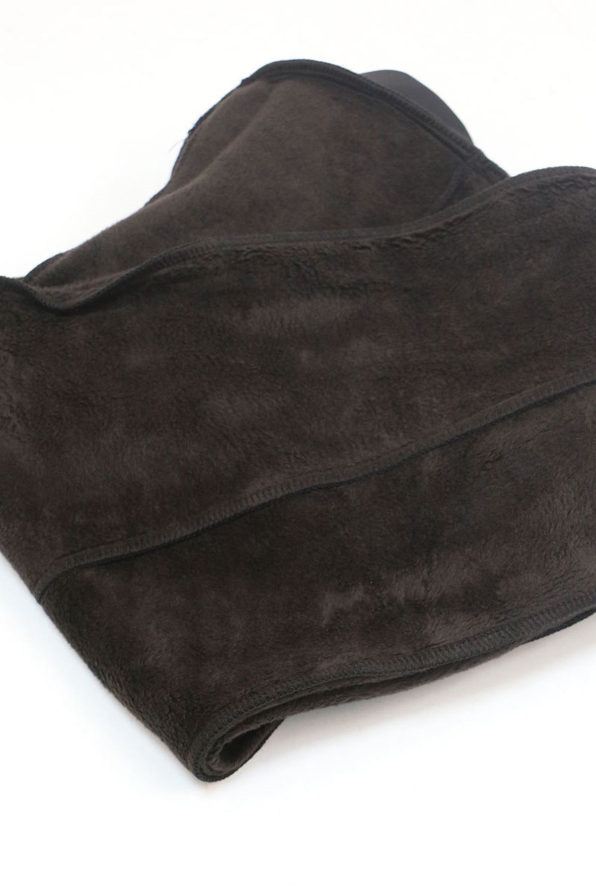 59507 Büyük Beden Önü Yırtmaçlı İçi Şardonlu Tayt - Siyah