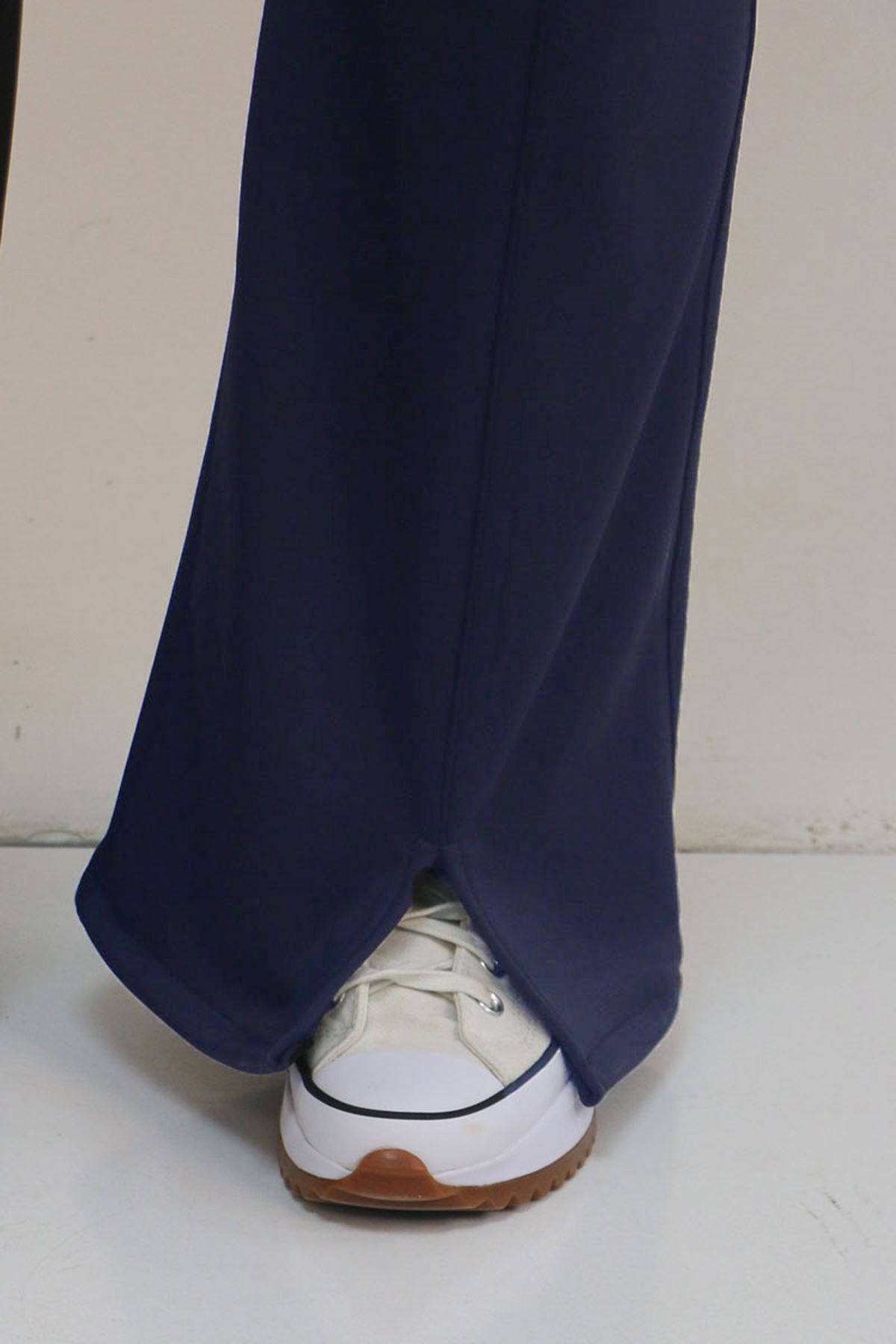 59506 Büyük Beden Paçası Yırtmaçlı İspanyol Paça Tayt Pantolon - Lacivert