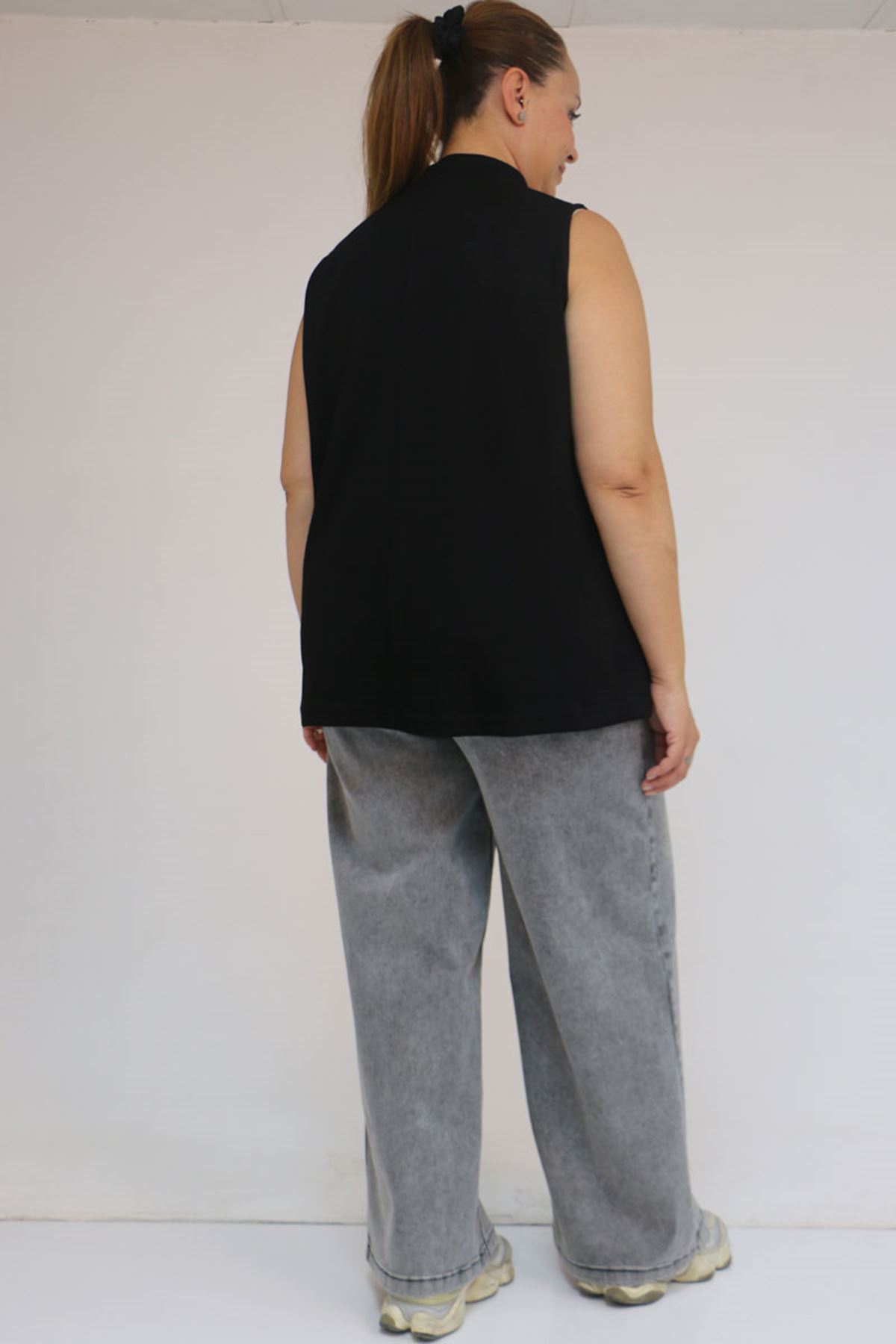 58510 Büyük Beden Kısa Modal İçlik - Siyah