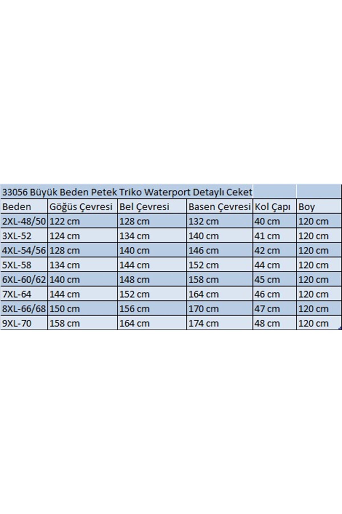 33056 Büyük Beden Petek Triko Waterport Detaylı Ceket -Taba