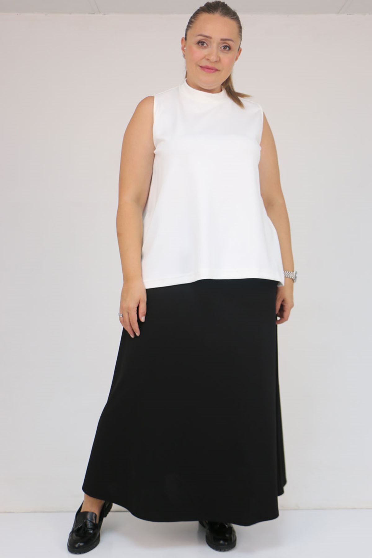 58510 Büyük Beden Kısa Modal İçlik - Ekru