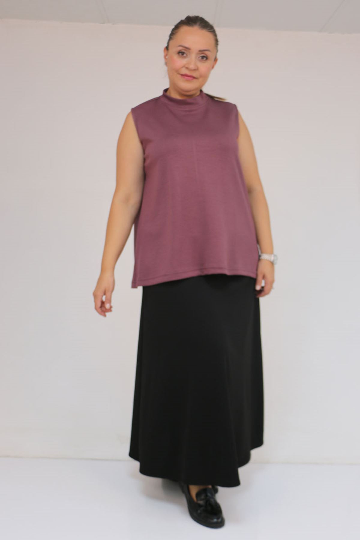 58510 Büyük Beden Kısa Modal İçlik - Gül Kurusu