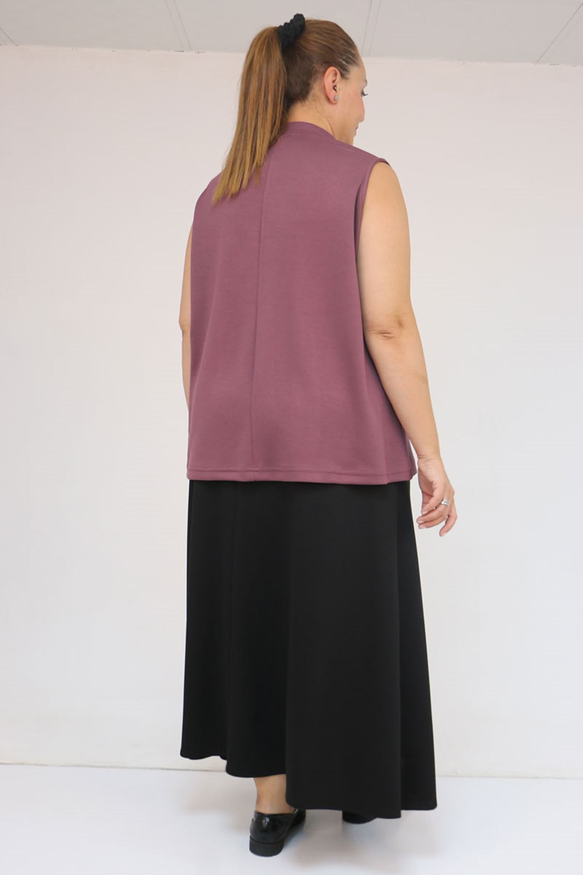 58510 Büyük Beden Kısa Modal İçlik - Gül Kurusu