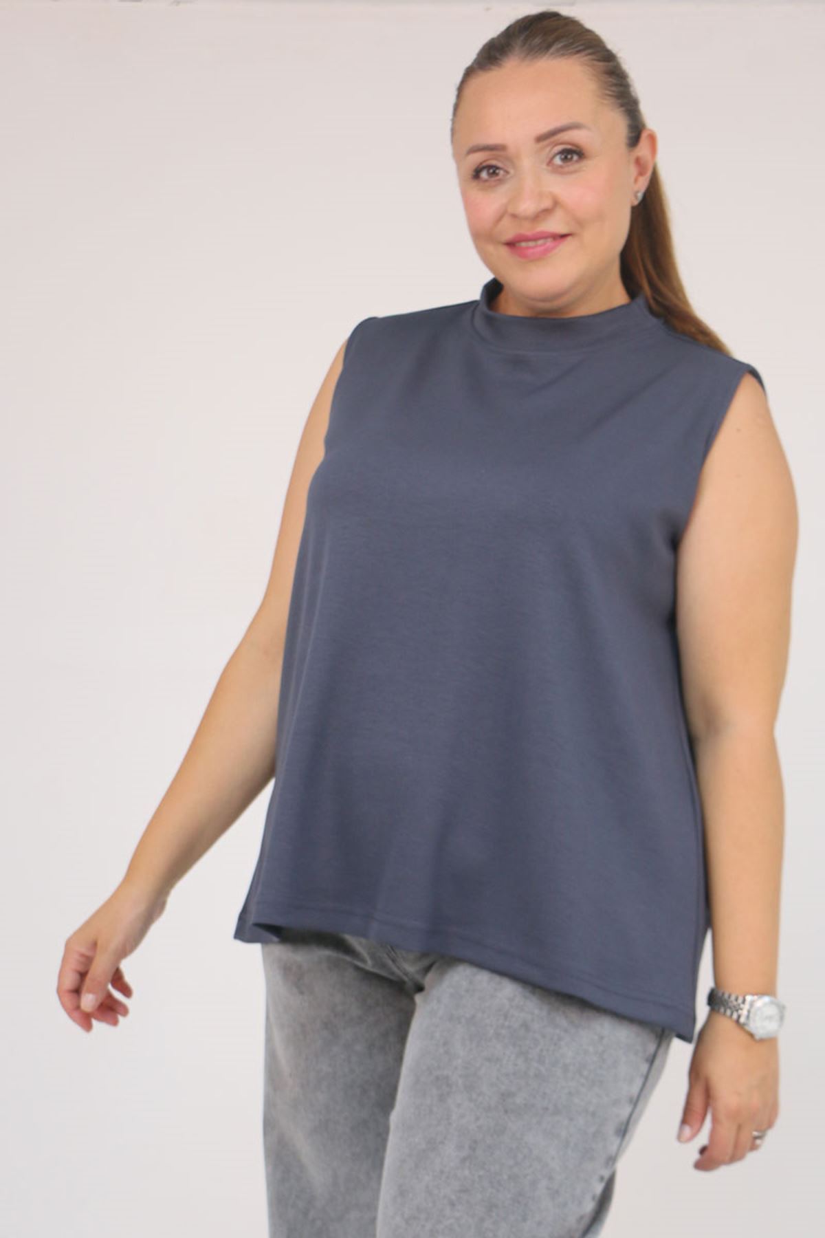 58510 Büyük Beden Kısa Modal İçlik - Antrasit