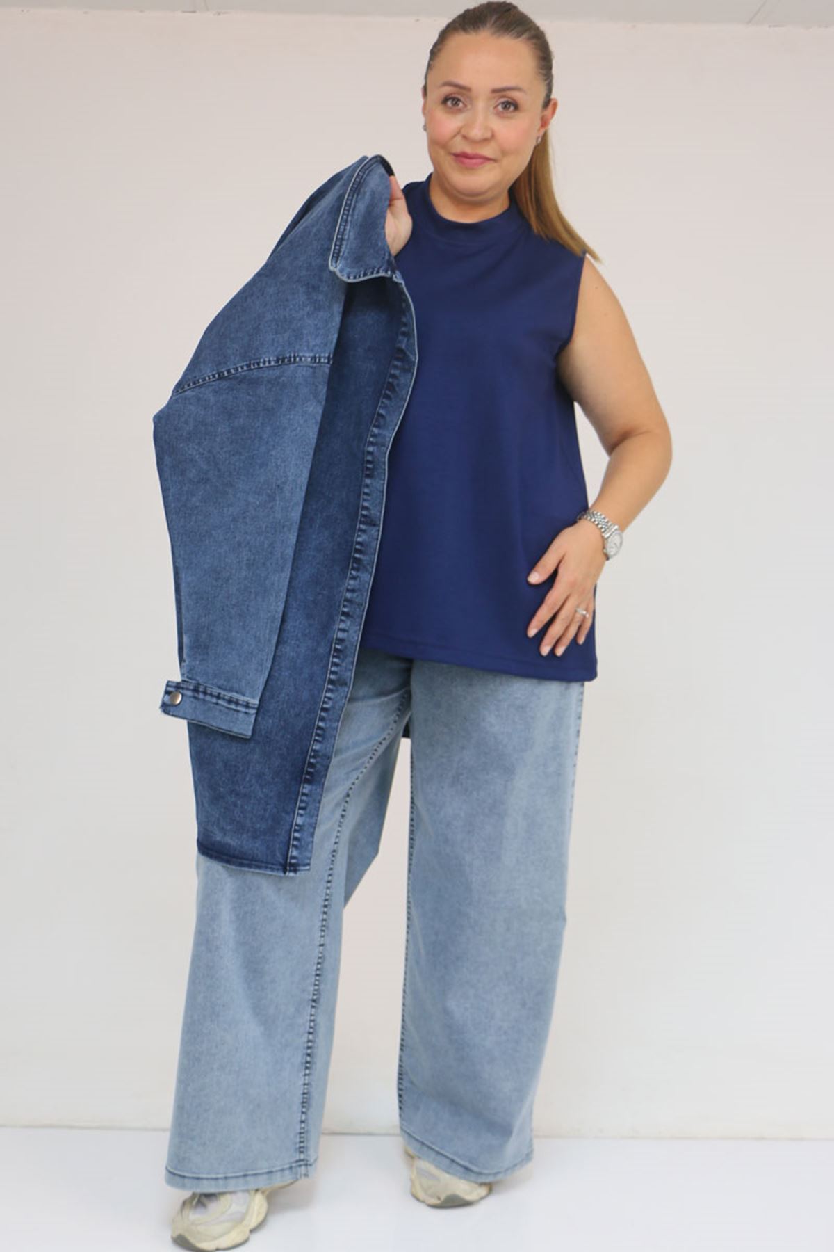 58510 Büyük Beden Kısa Modal İçlik - İndigo