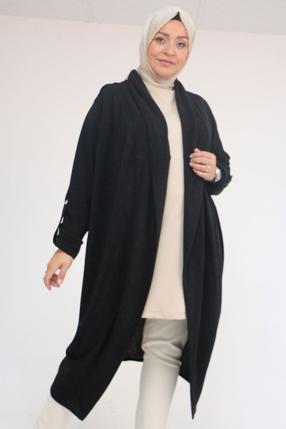 43093 Büyük Beden Kalın Patlı Mir Ceket - Siyah