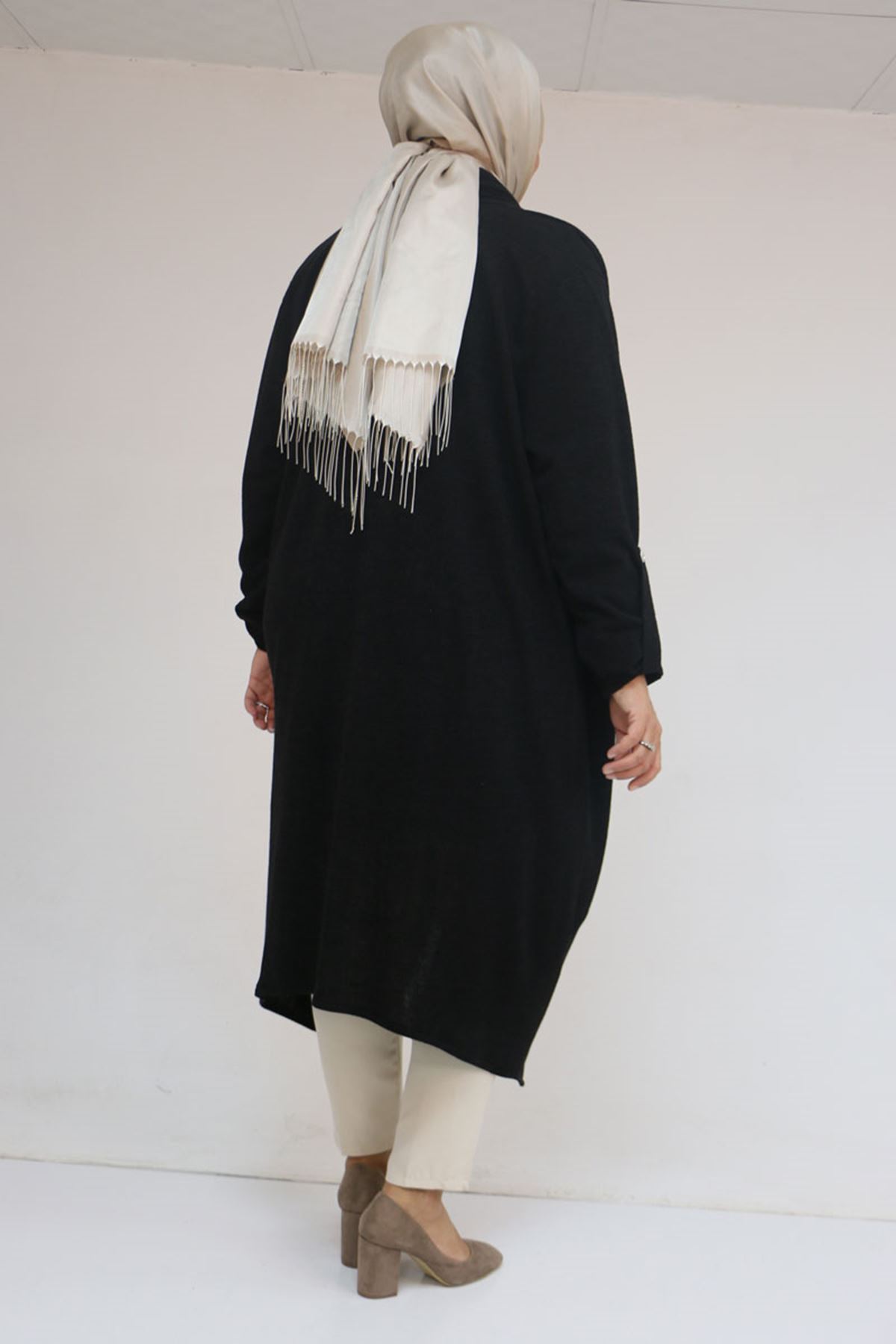 43093 Büyük Beden Kalın Patlı Mir Ceket - Siyah