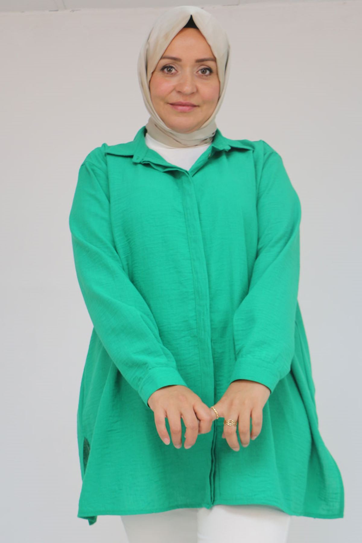 58096 Büyük Beden Erkek Yaka Düğmeli Tunik - Beneton