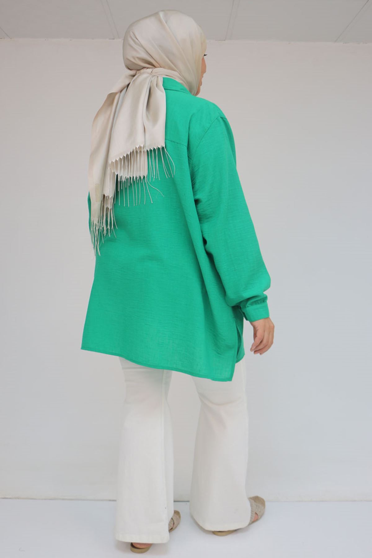 58096 Büyük Beden Erkek Yaka Düğmeli Tunik - Beneton