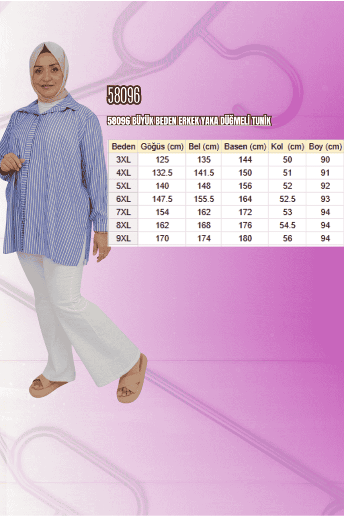 58096 Büyük Beden Erkek Yaka Düğmeli Tunik - Siyah