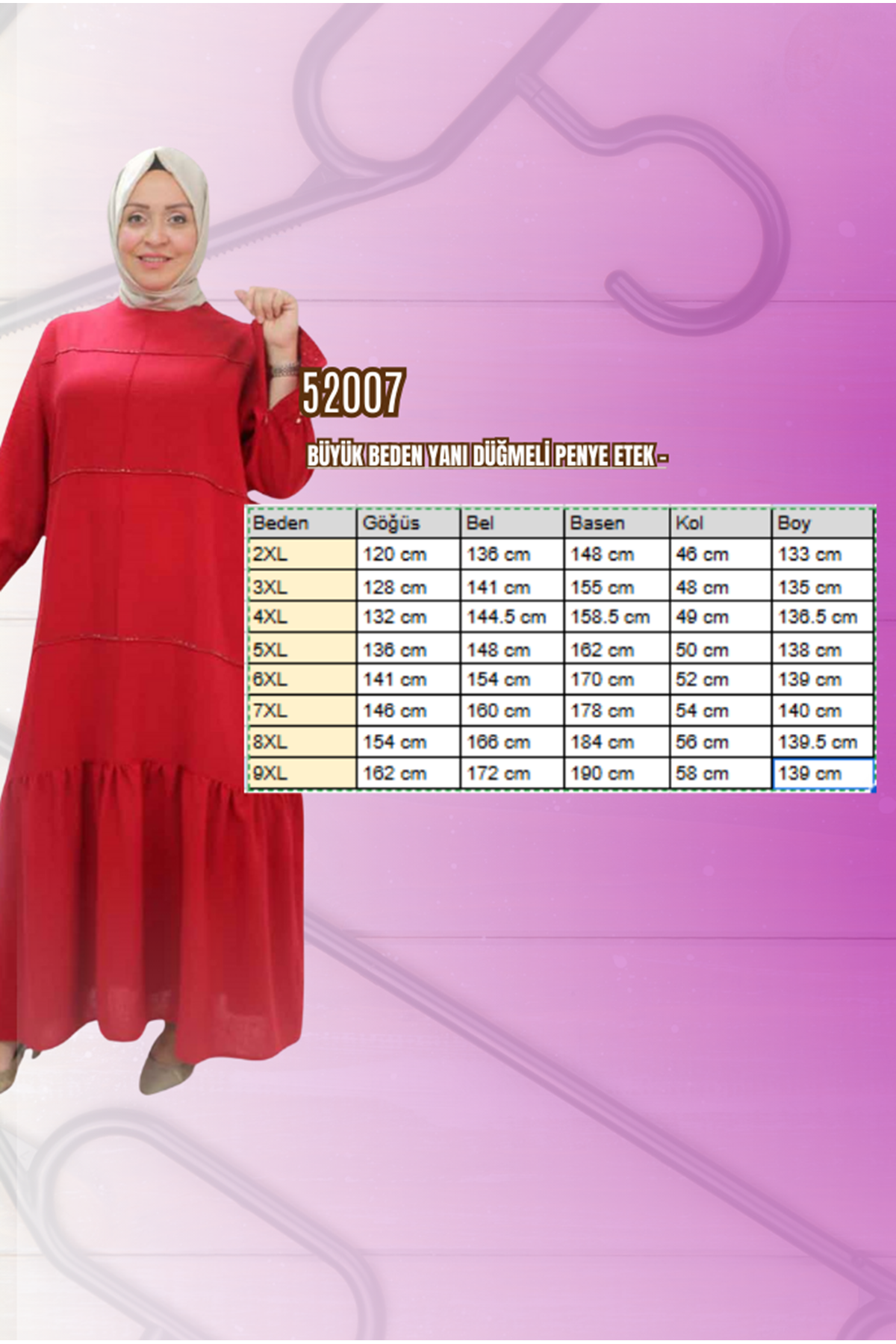 T-52007 Büyük Beden Kolu Pileli Ve Taş Detaylı  Keten Elbise - Bordo