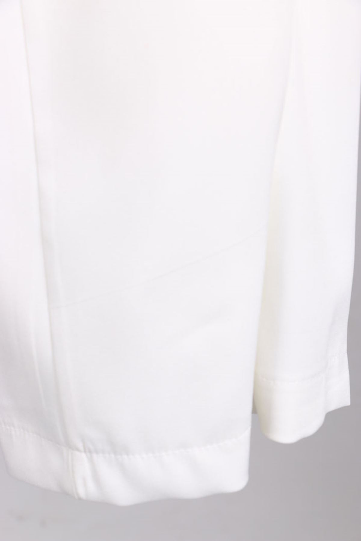 D-9025 Büyük Beden Defolu Beli Lastikli Boru Paça Pantolon - Ekru