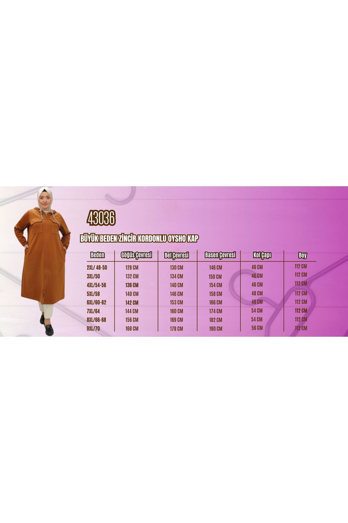 43036 Büyük Beden Zincir Kordonlu Modal Kap - Siyah