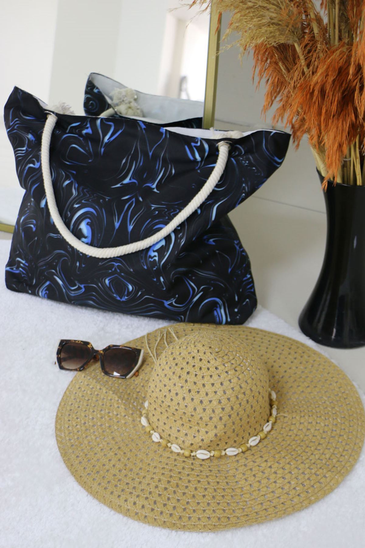 102 Büyük Plaj Çantası - Aqua Mavi