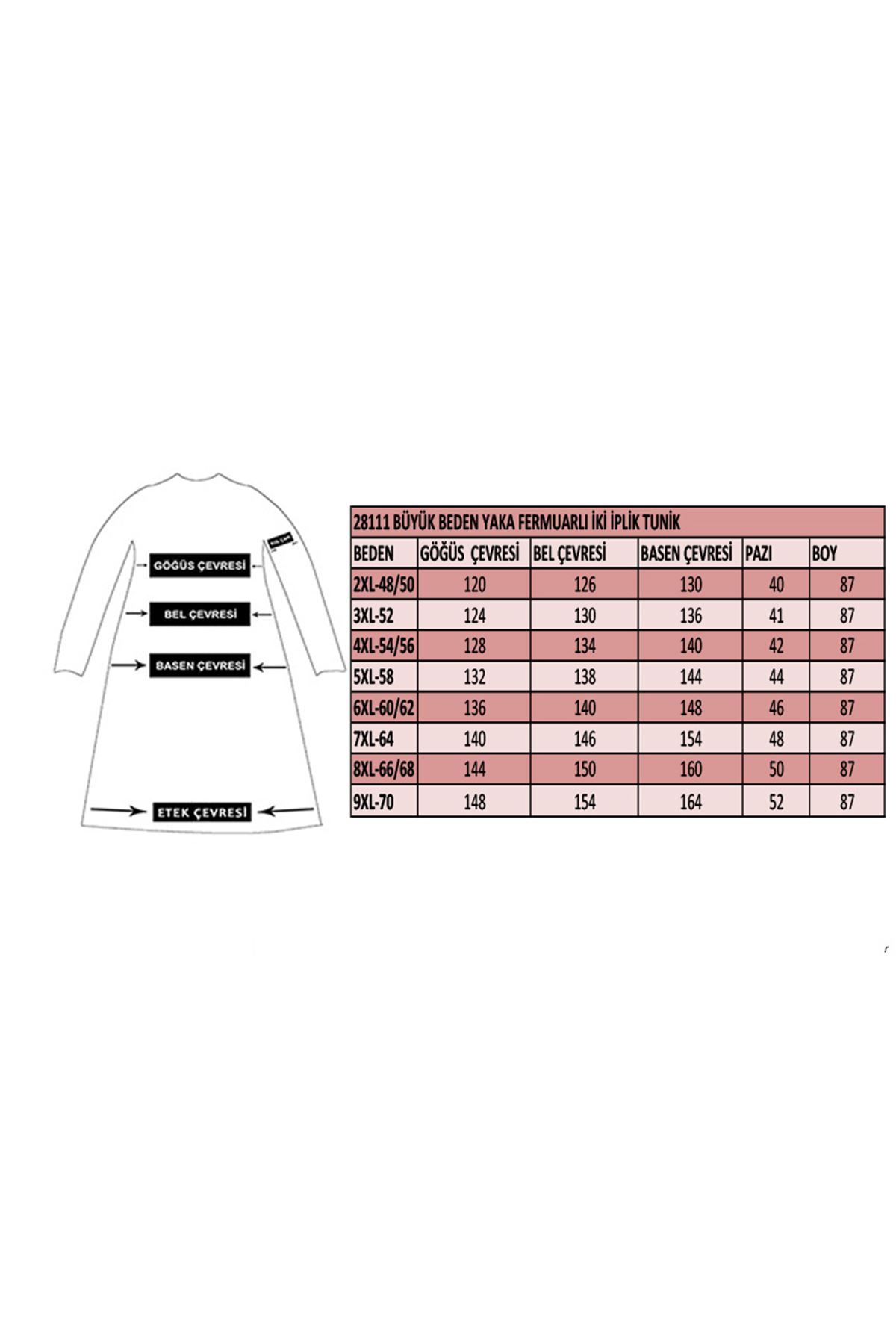 28111 Büyük Beden Yaka Fermuarlı İki İplik Sweat-Sİyah