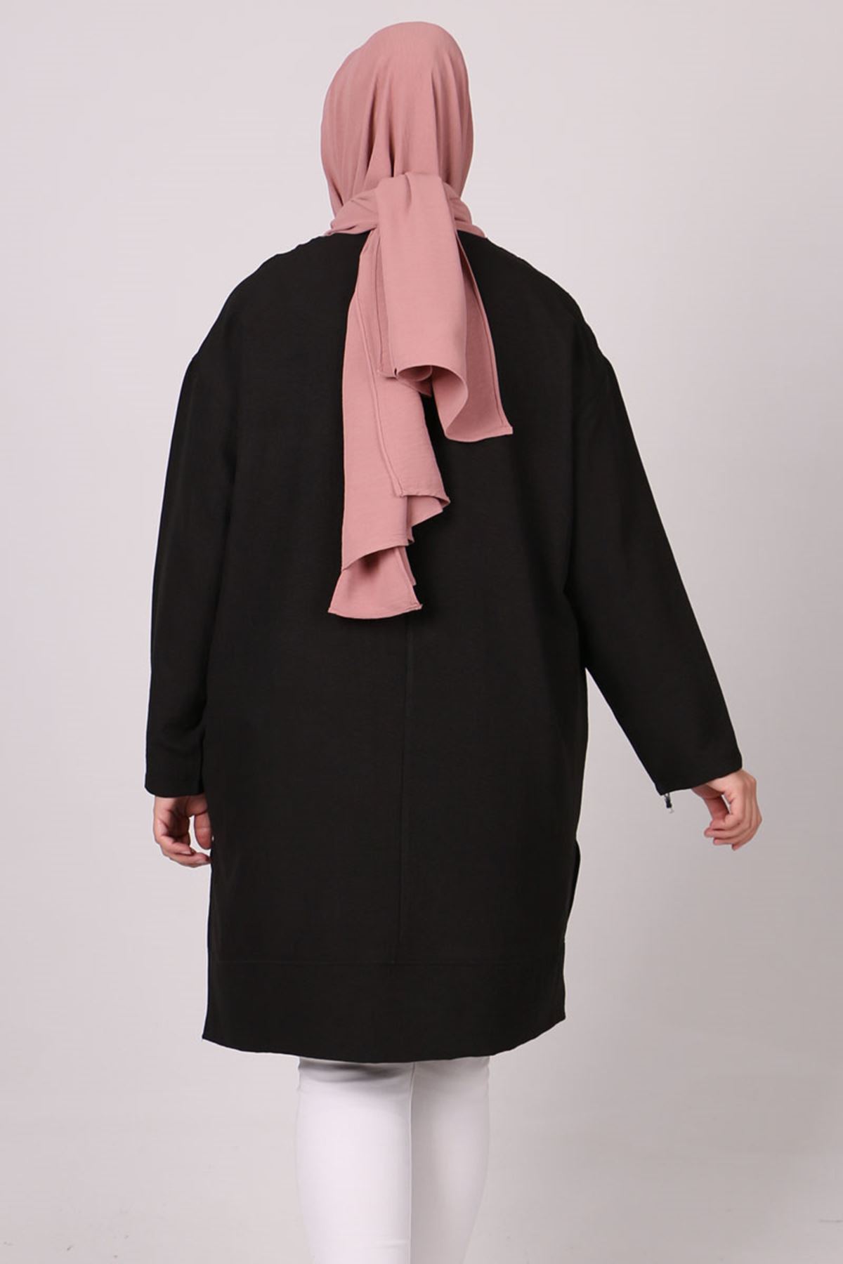 28052 Büyük Beden Mucize Tunik - Siyah