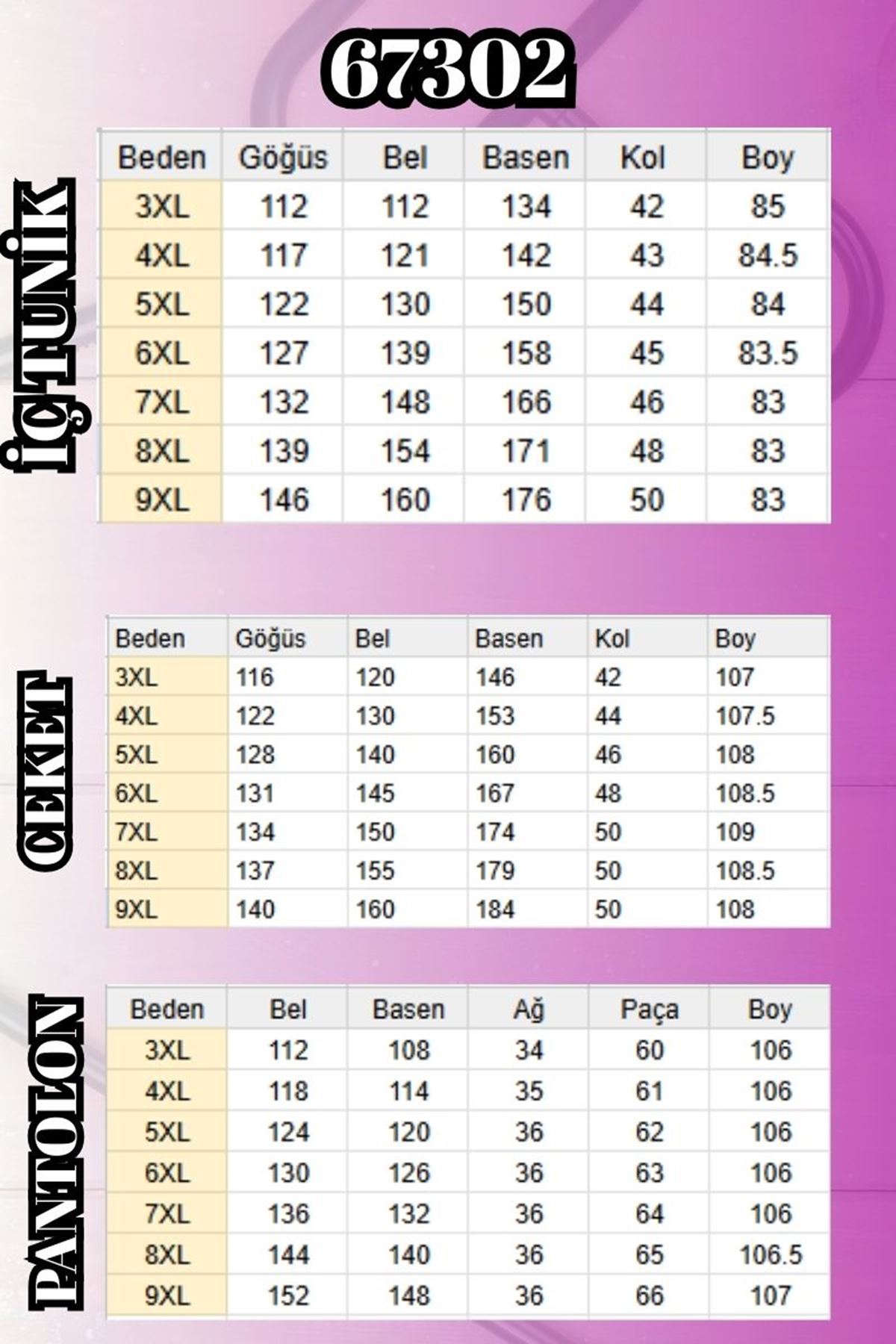 67302 Büyük Beden Üçlü Sandy - Şifon Pantolonlu Takım - Siyah